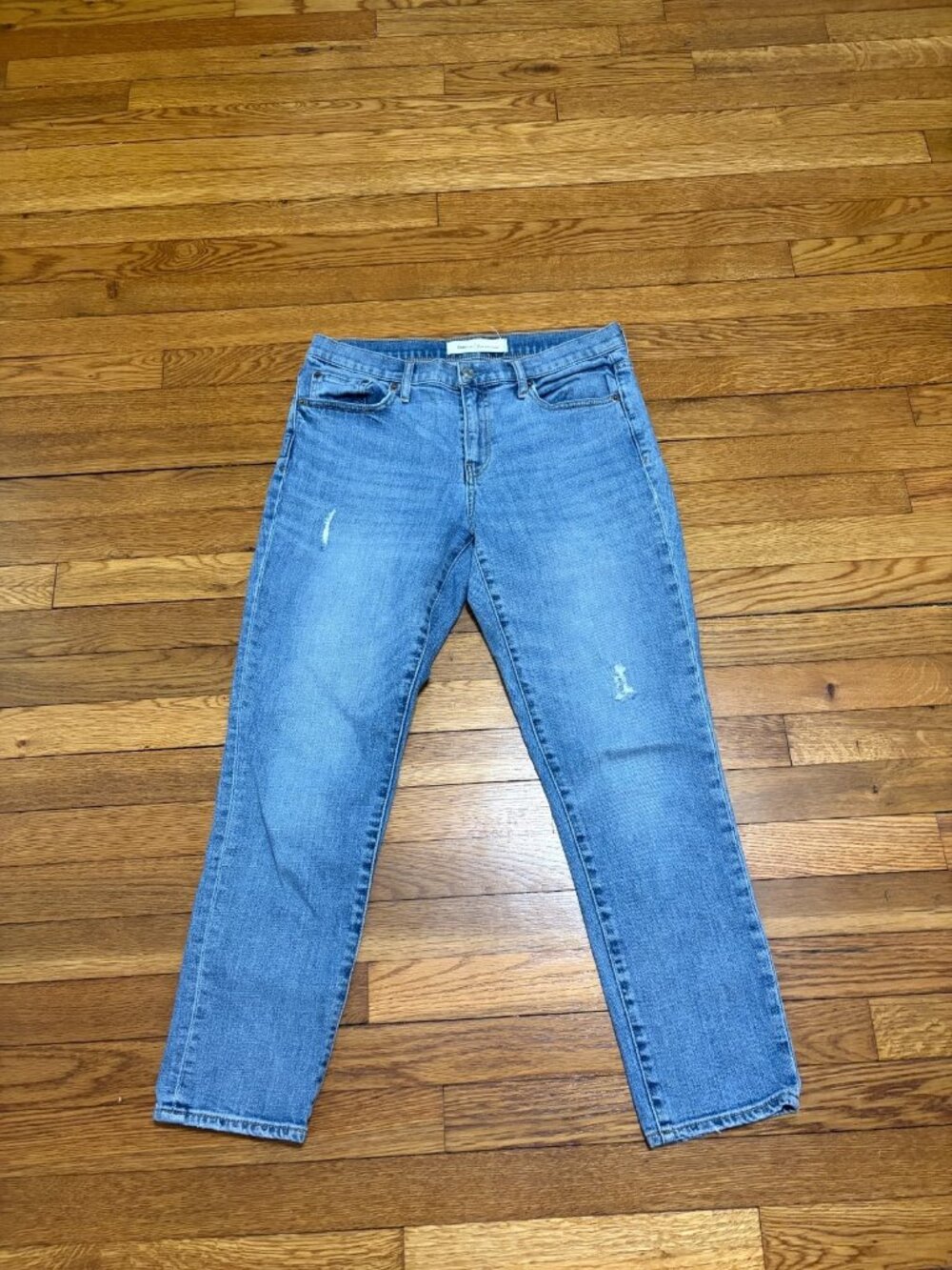 Gap Womens Best Girlfriend Jeans Sz 28 Blue Stretch Cotton Distressed Denim